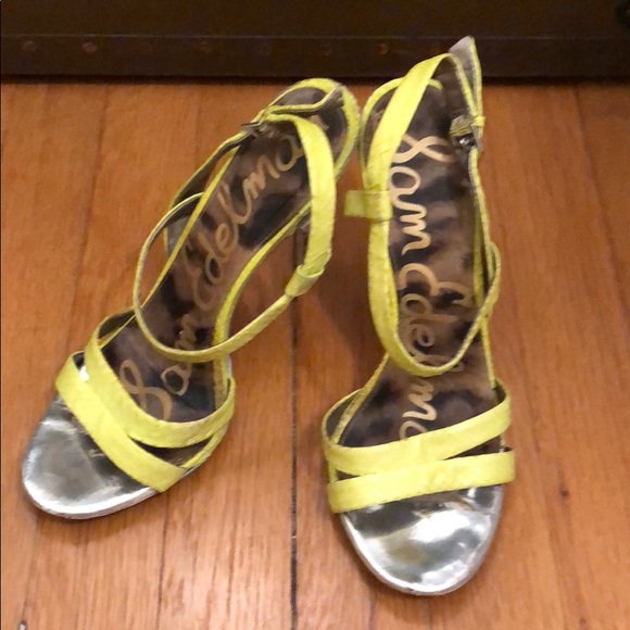 Sam Edelman | Shoes | Sam Edelman Neon Yellow Snake Skin High Heel ...